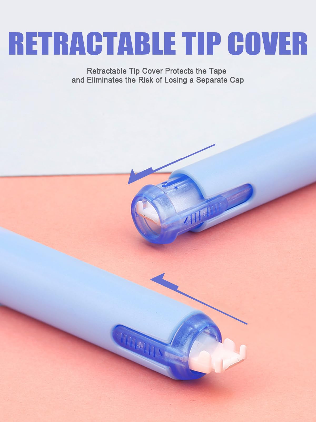 5-Pack White Correction Tape Pens, 1/5" x 236", Push-Pull Protective Cover