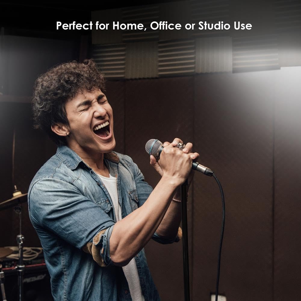 Pyle Adjustable Microphone Stand - Universal Mic Stand with Compact Heavy Base, Floor Standing Design, Height Adjustable, Pivot Angle Clip for Singing