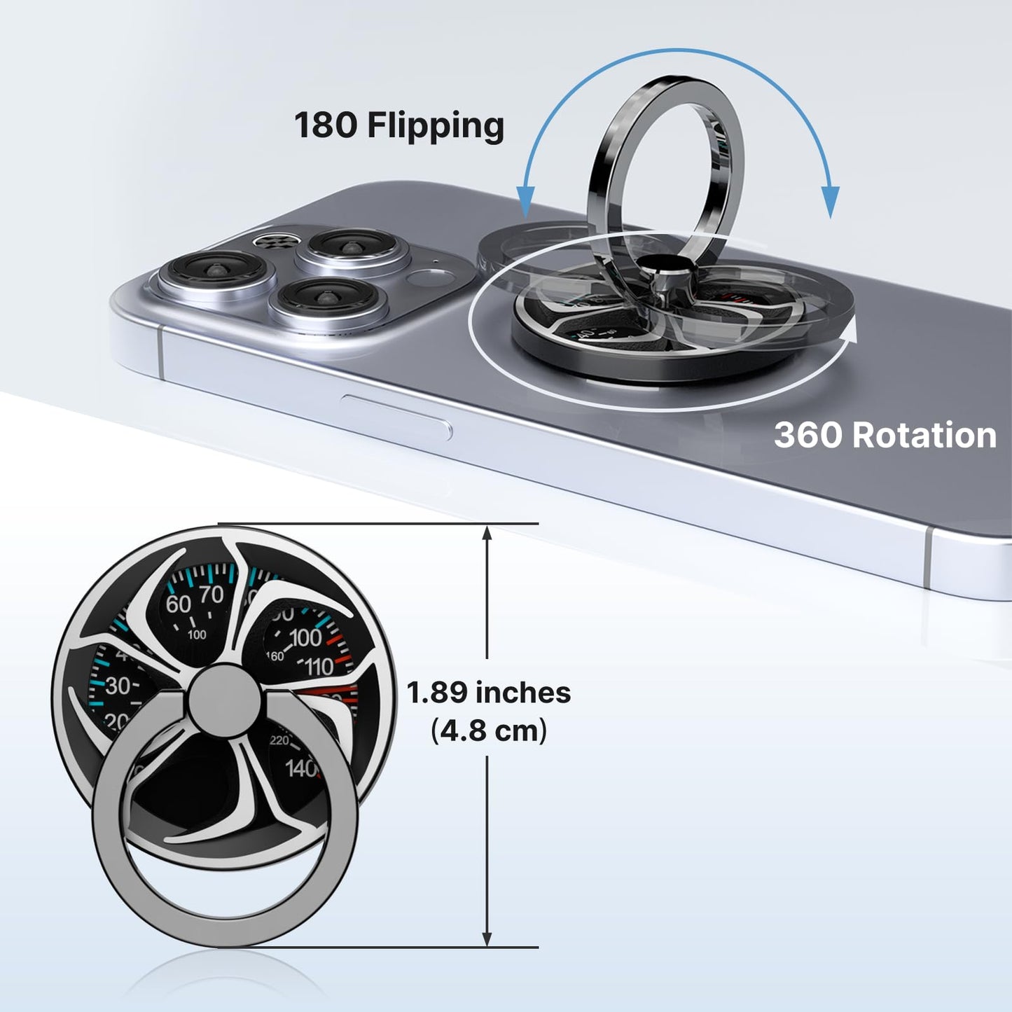 Phone Ring Holder Stand,Non-Magnetic Adhesive 360° Rotating Cell Phone Grip with Fidget Spinner, Anti-Drop Finger Ring Kickstand for iPhone Samsung