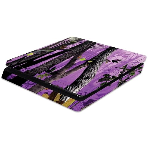 MightySkins Skin Compatible with Sony PS4 Slim Console - Purple Tree Camo | Protective, Durable, and Unique Vinyl Decal wrap Cover | Easy to Apply
