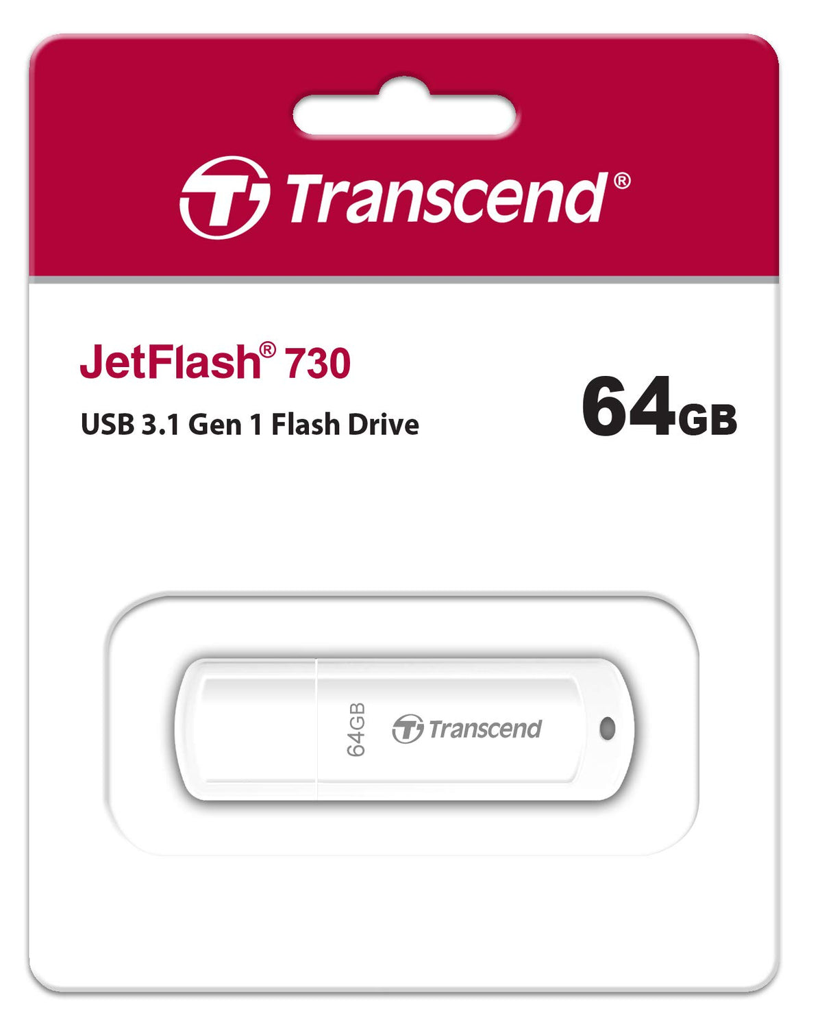 Transcend TS64GJF730 64GB JetFlash 730 USB3.1 Flash Drive, White