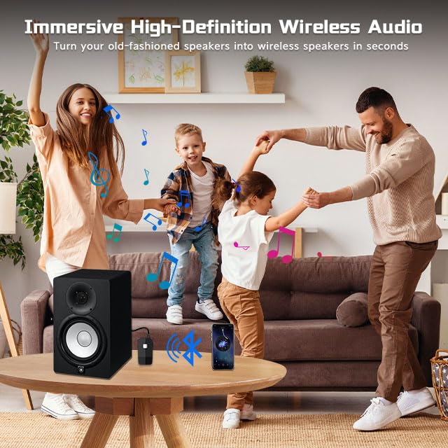 iDIGMALL Advanced Bluetooth 5.4 Receiver for Home Stereo, Wireless Audio Adapter for Wired Speaker Car Stereo Music Streaming with 3.5mm RCA Jack, 20