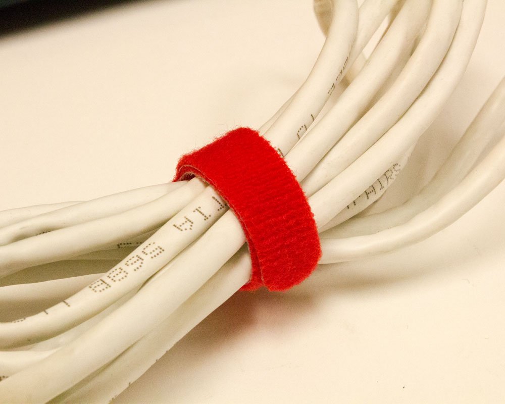 NavePoint 8 Inch Hook and Loop Reusable Strap Cable Cord Wire Ties 50 Pack Red