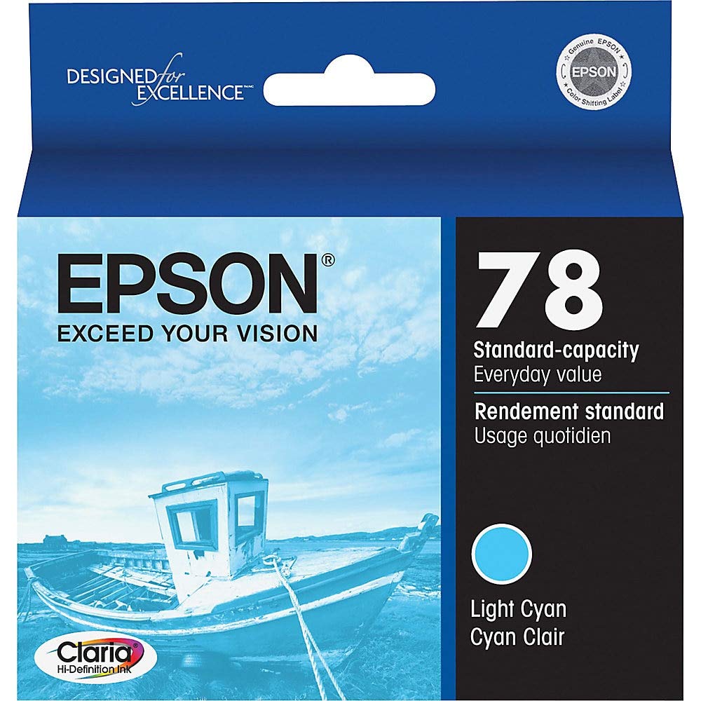 Epson 78 Claria Hi-Definition Ink Standard Capacity Light Cyan Cartridge (T078520) Works with Artisan 50, Photo R260, R280, R380, RX580, RX595, RX680