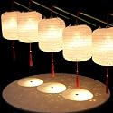 Huanyuedouer 5PCS Paper Lanterns White with LED Lights,Cute 6 Inch Lantern Colorful Hanging Paper Lanterns Lamp for Lunar New Year Spring Ceremony