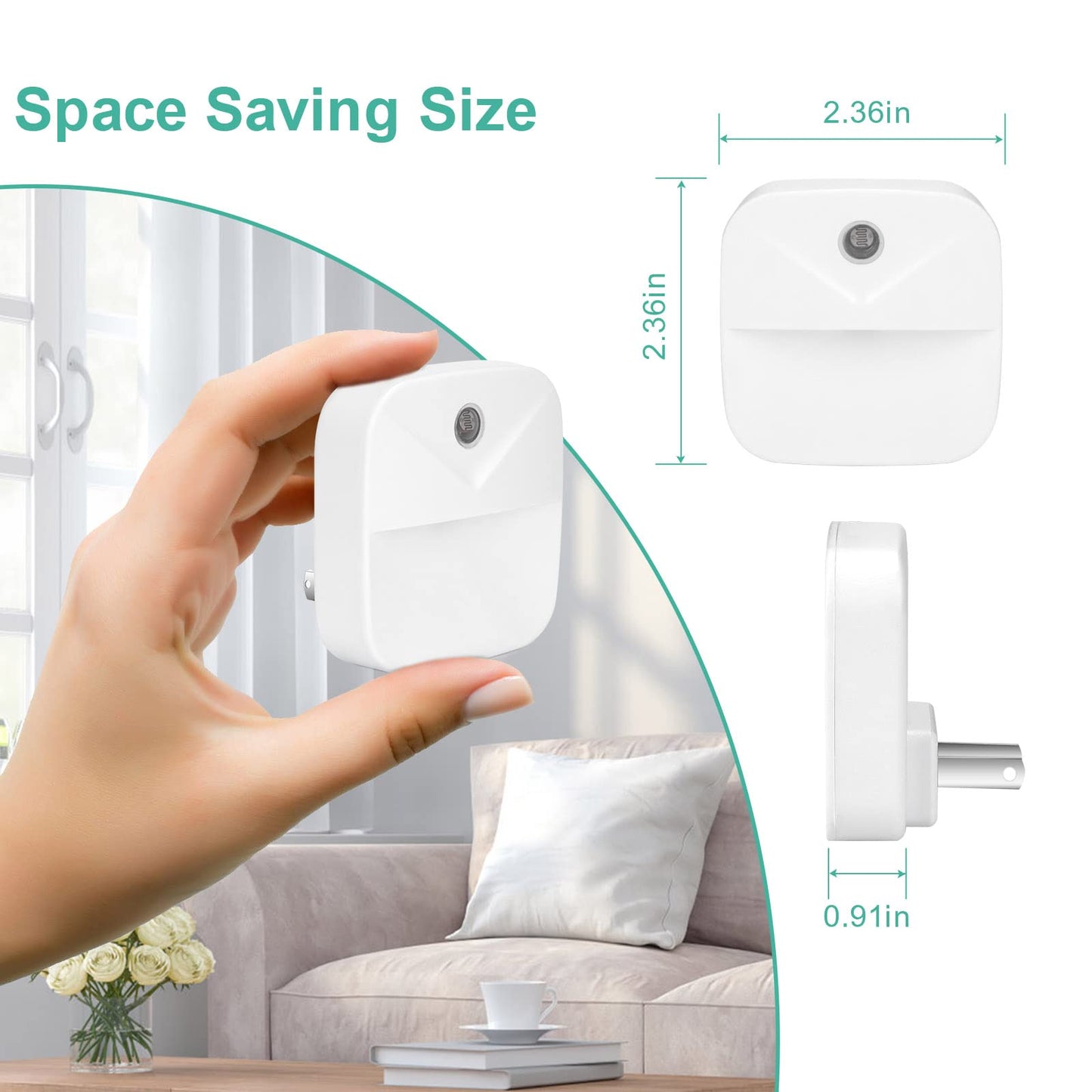 YRWXZYO 6 Pack Night Light Plug in, White LED Nightlights with Smart Dusk to Dawn Sensor, Plug into Wall Nightlights Suitable for Bedroom, Bathroom