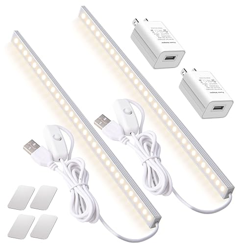 DWEPTU 2Pack LED Under Cabinet Light LED Light Bar with USB Powered Under Cabinet Lights for Closet Light Bar Under Counter Lighting Work Tables