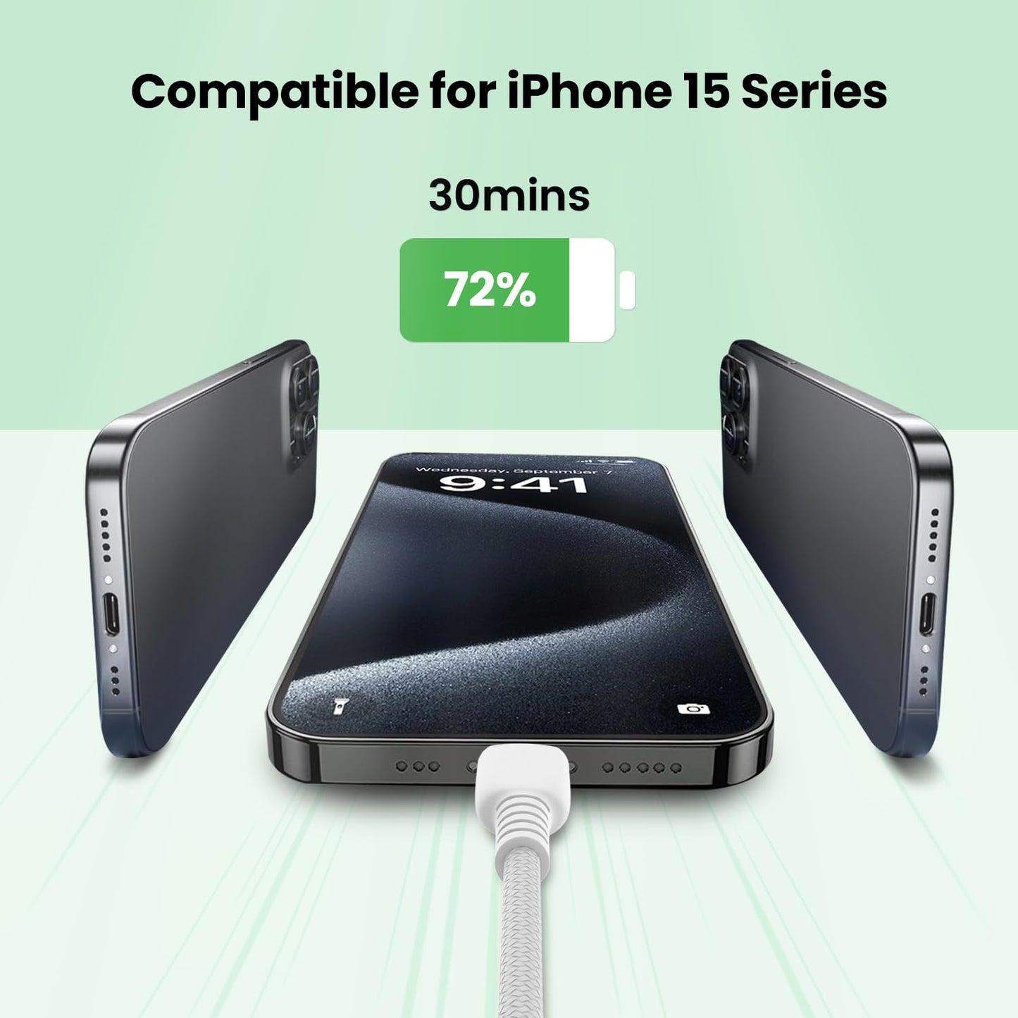USB C to USB C Cable, Amaitree 3Pack 3Ft Fast Charging iPhone USB C Woven Cord, 60W USB C to USB C Car Play Charging Data Cable for iPhone