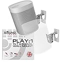 Sound Bass Play 1 Wall Mount, White, Pair, Compatible with Sonos Play:1 Only, Twin Pack, Adjustable Swivel & Tilt Mechanism, 2 Mounting Brackets