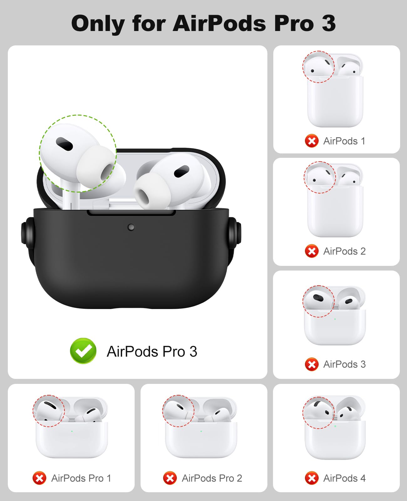 TiMOVO Case for AirPods Pro 3 (2025) with Secure Lock, Hard Shell, Shockproof, Music Headset Design Protective Cover for Apple AirPod Pro 3rd