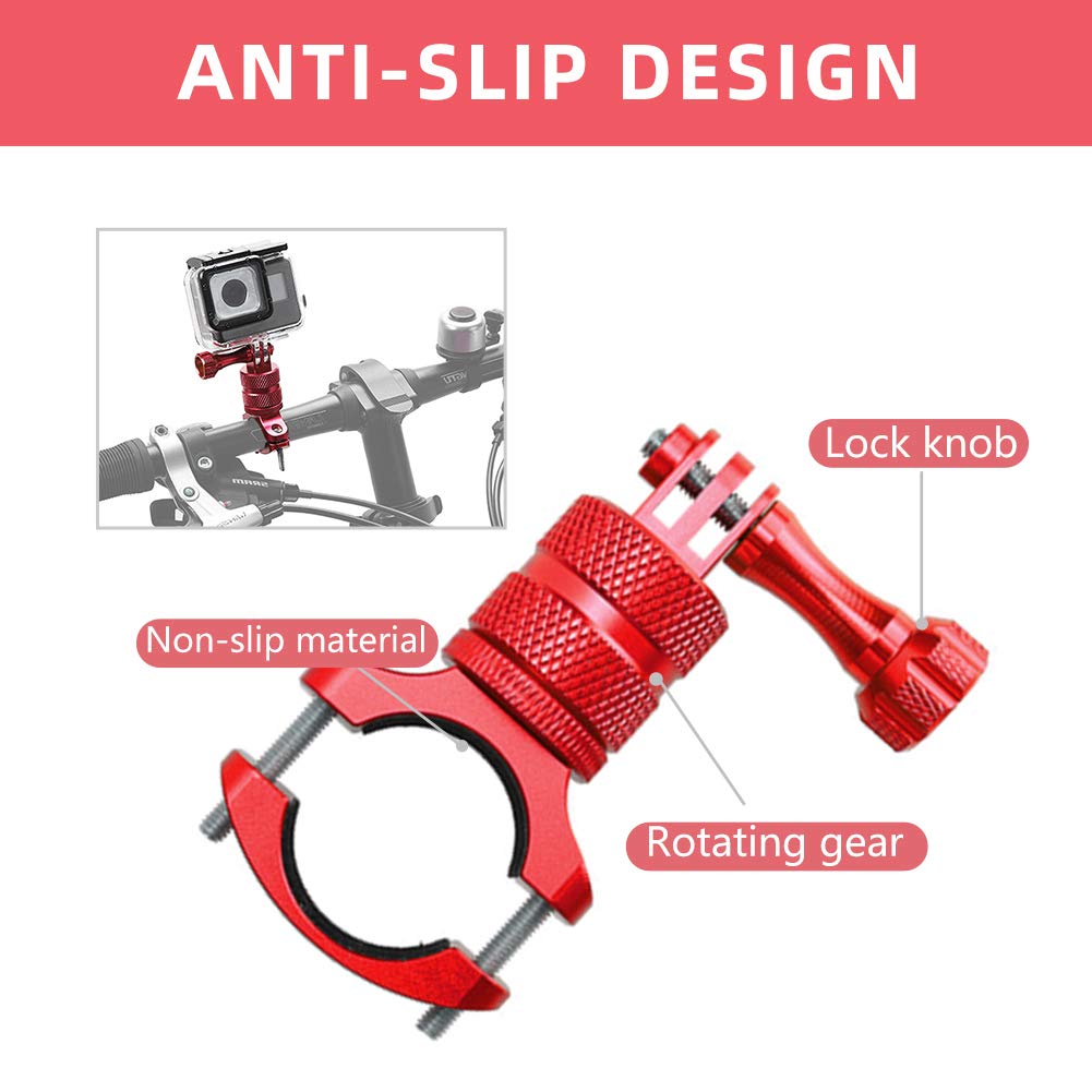 ParaPace Mountain Bike Mount for GoPro Hero 13/12/11/10/9/8/7/6/5/4/3+, 360 Degree Rotation Aluminium Bike Handlebar Holder Bicycle Rack Adjuster