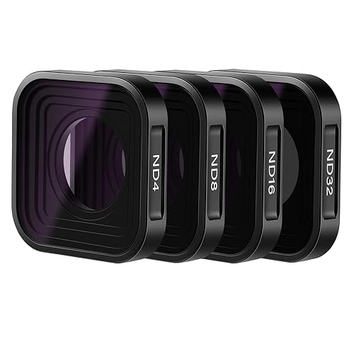 NEEWER 4 Pack ND Filter Kit, Multicoated Neutral Density Lens Filter Set (ND4/8/16/32) with Aluminum Frame & Optical Glass Compatible with GoPro Hero