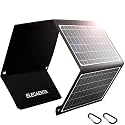 ELECAENTA 30W Portable Solar Panel Charger, 18W USB C Fast Charging, QC 3.0 and USB A Ports for Cellphones Tablets Camera Power Bank, IPX5 Waterproof