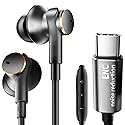 USB-C Earbuds with Noise Cancellation,Hybrid Driver Deep Bass Wired Headphones with Type C Plug Noise-canceling Mic Calls Compatible with iPhones 17…