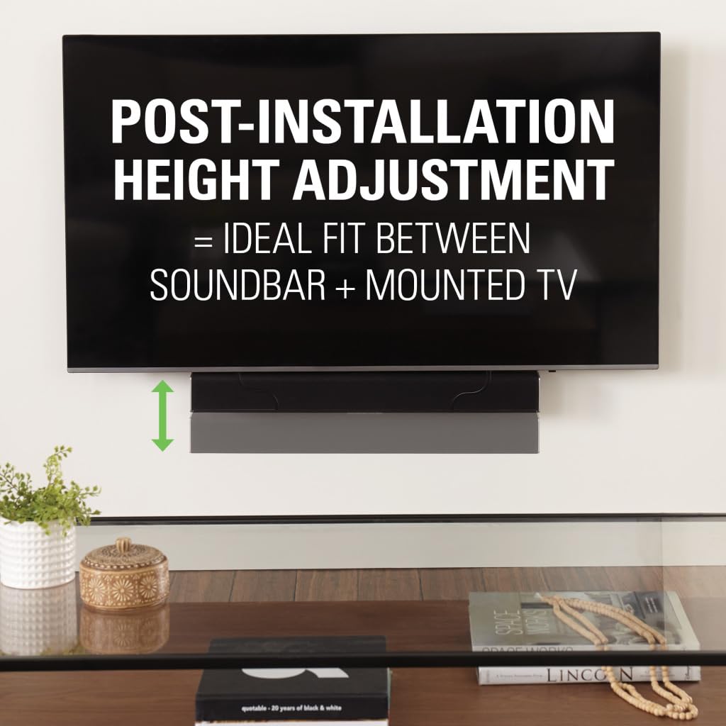 SANUS TV Soundbar Mount for Speakers up to 20lbs, Height & Depth Adjustable