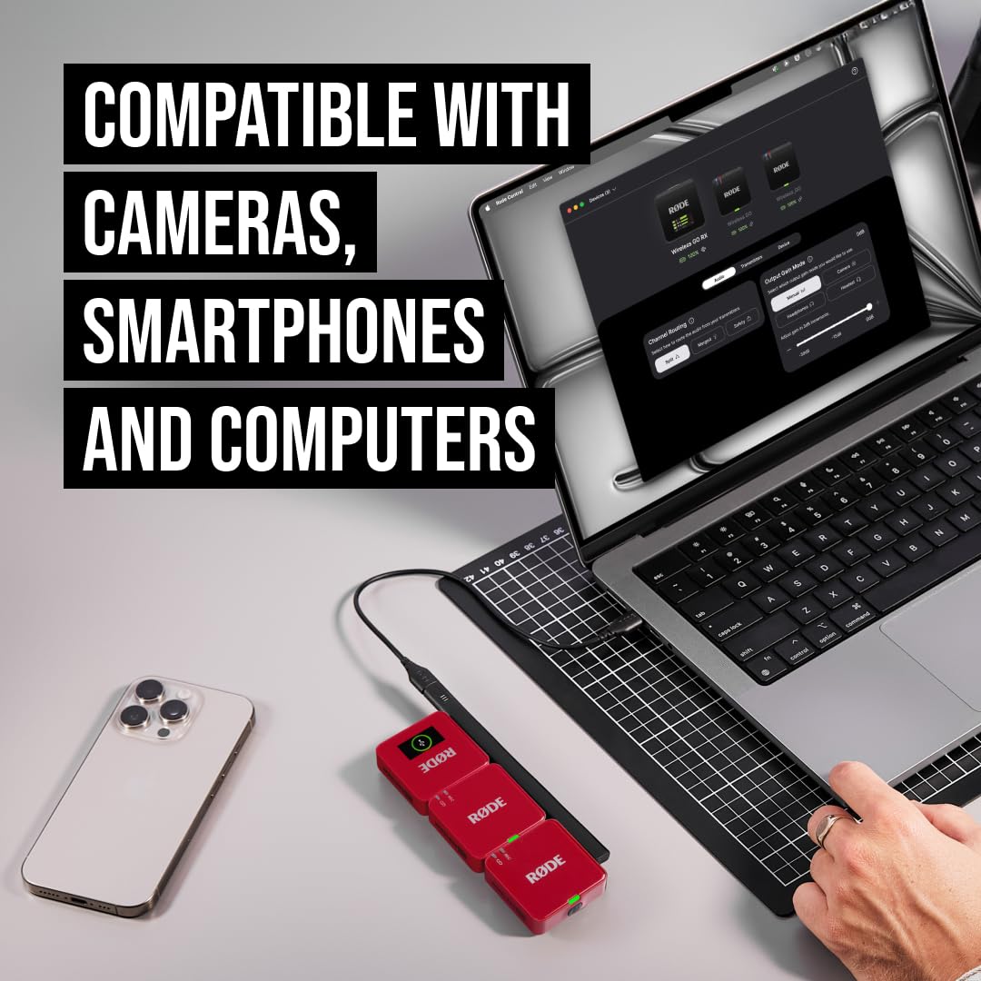 RØDE Wireless GO (Gen 3) - Compact Wireless Mic - Pristine Audio, 32-bit Float Recording, Automatic Level Control, for Phones, Cameras and Computers