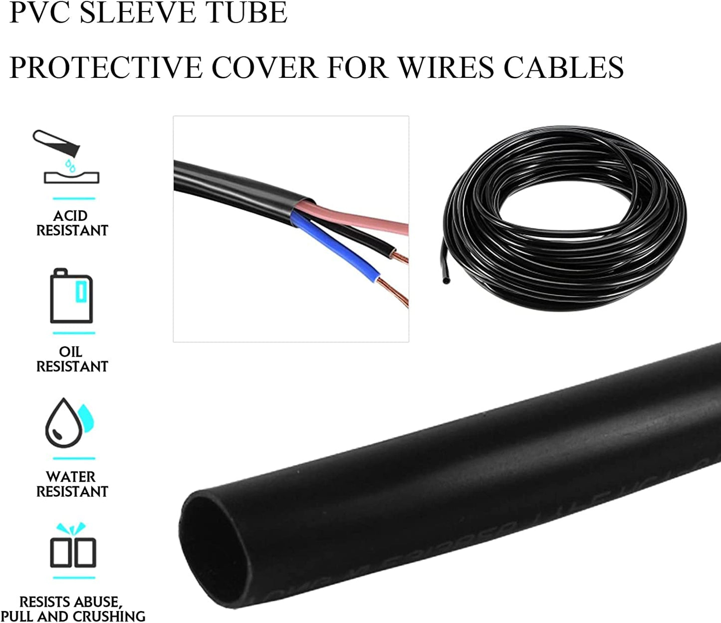 Cable Management Cord Cover Wire Loom Tubing Electric Insulation Sleeve Automotive Wiring Harness Protector Wrap Plastic Black (1/4"-12ft)