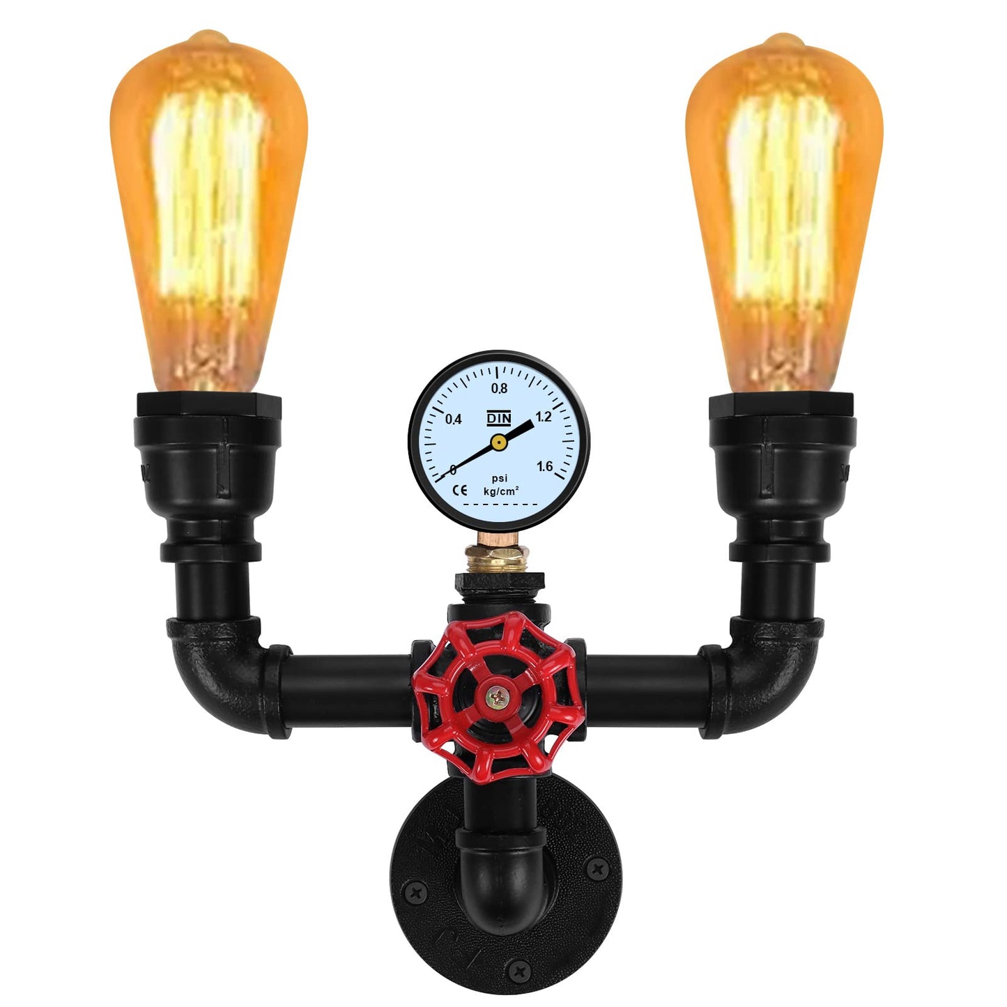 XEYOU Retro Wall lamp Vintage Industrial Steampunk Wall Sconce 2 Lights Metal Water Pipe Wall Mounted Light Fixture E26 Edison Bulb for Cafe Bar
