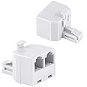 Uvital RJ11 Duplex Wall Jack Adapter Dual Phone Line Splitter Wall Jack Plug 1 to 2 Modular Converter Adapter for Office Home Fax Model Cordless Phone