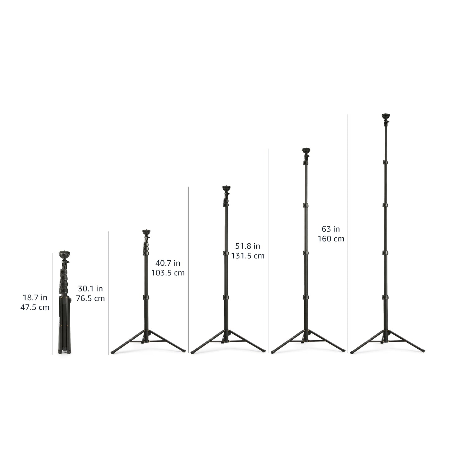 Amazon Basics 64-inch Extendable Tripod for iPhones and Smartphones, Selfie Stick Mode and Phone Tripod Mode, Black