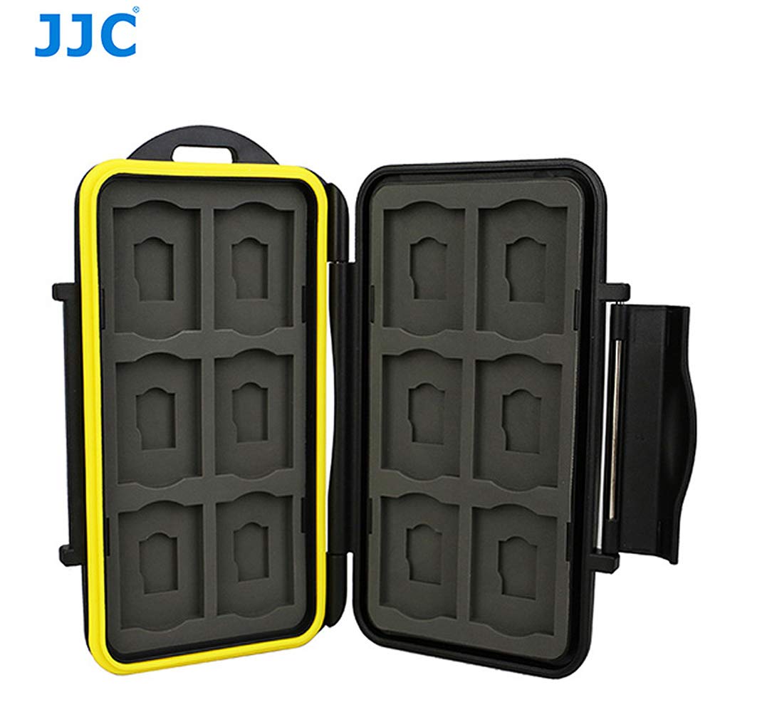 JJC MC-SDMSD24 Ruggard SD Card Case, Micro SD Card Case, Water-Resistant Case for SD Micro SD Cards, Rubber Sealed Ergonomic Locking Easy Carrying
