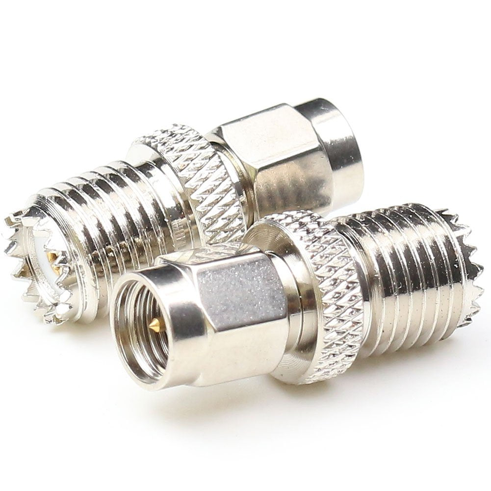 ANHAN SMA Male to Mini UHF Female Connectors Pl259 to SMA coaxial Cable Adapter RF SMA Coax Connectors Nickel Plated 2Packs