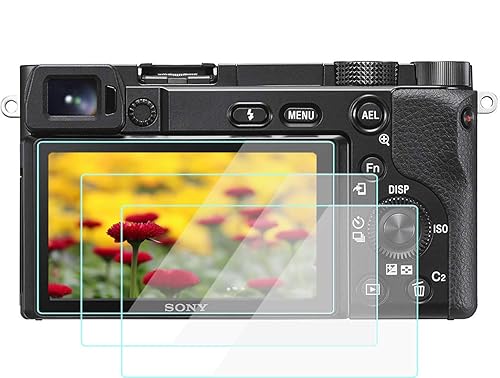 WH1916 A6400 Screen Protector Anti-Scrach Anti-Bubble Ultra-Clear 9H Tempered Glass 3-Pack, Compatible for Sony a6600 a6400 a6300 a6100 a6000 Camera
