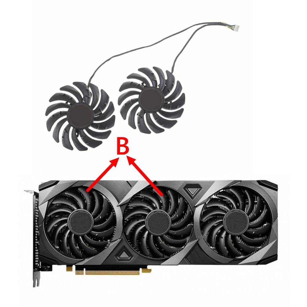 Rakstore PLD09210S12HH Graphics Card Cooling Fan Replacement for MSI RTX 3060 3060 Ti Ventus 3X Quiet Cooler Fan (B)
