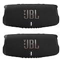 JBL Charge 5 Portable Waterproof Bluetooth Speaker with Powerbank - Pair (Black/Black)
