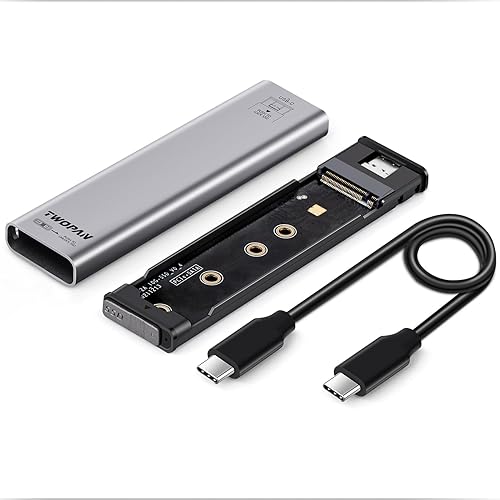 TWOPAN Aluminum M.2 NVMe SSD Enclosure, Tool-Free USB-C 3.2 Gen2 (10Gbps ) Portable External SSD Case for 2230/2242/2260/2280 M-Key/B+M Key Drives