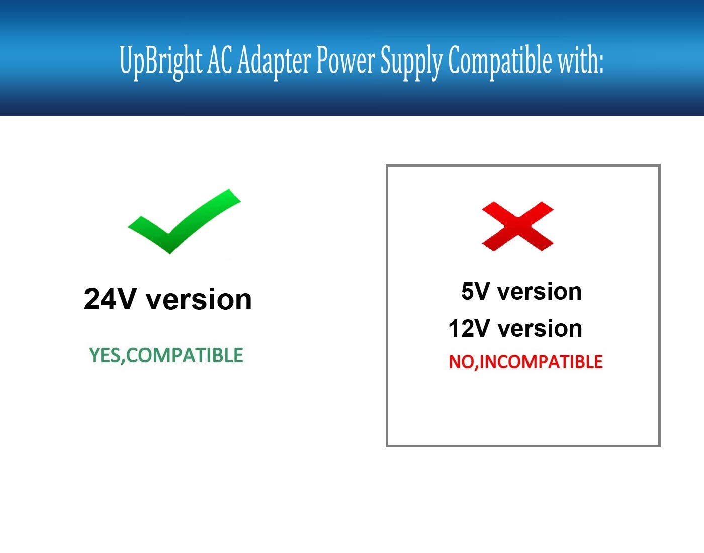 UpBright 24V AC/DC Adapter Compatible with Philips Hue Go 798835 800136 71460 60 7146060C6 HueGo LED Light HF12 HF18 HF24 S018QU2400075 S018QU2400050…