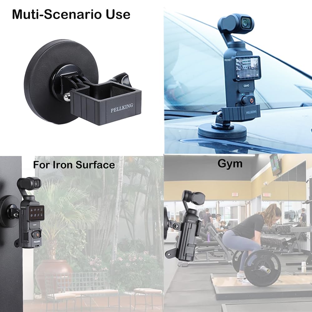 PellKing Magnetic Camera Mount Compatible with Osmo Pocket 3,with Pocket 3 Border Frame Angle Adjustable Super Strong Rubber Coating Magnet for Car