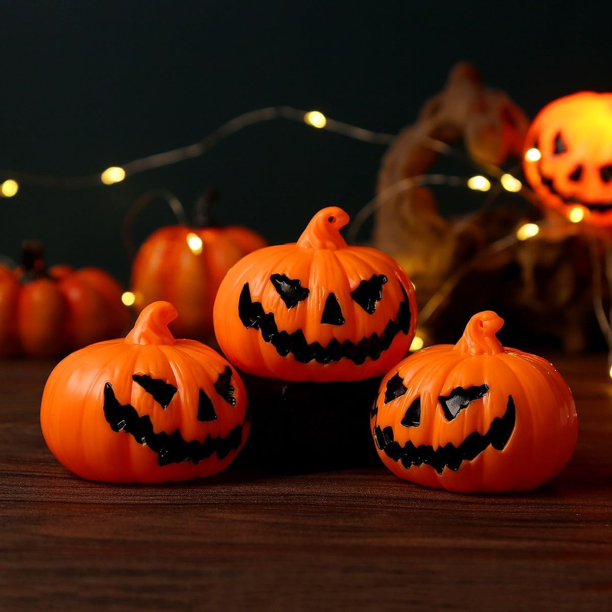 Mingkeda Halloween Flameless Candles,Mingkeda Halloween Party Lamp Decoration, Artificial Harvest Pumpkin Lanterns (3 Pumpkin Lanterns)