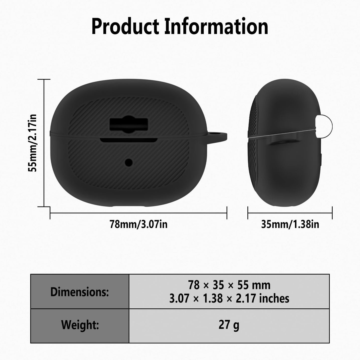 Geiomoo Silicone Case for SHOKZ OpenDots ONE, Soft Flexible Scratch Resistant Protective Cover with Carabiner (Black)