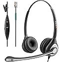 Wantek RJ9 Telephone Headset with Microphone Noise Cancelling, Office Phone Headset Compatible with Plantronics S12 Polycom VVX310 VVX410 VVX411 Avaya
