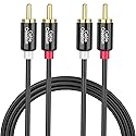 CableCreation RCA Cable, 2RCA Male to 2RCA Stereo Audio Subwoofer Cable Compatible with Speaker, AMP, Turntable, Receiver, Home Theater, Subwoofer