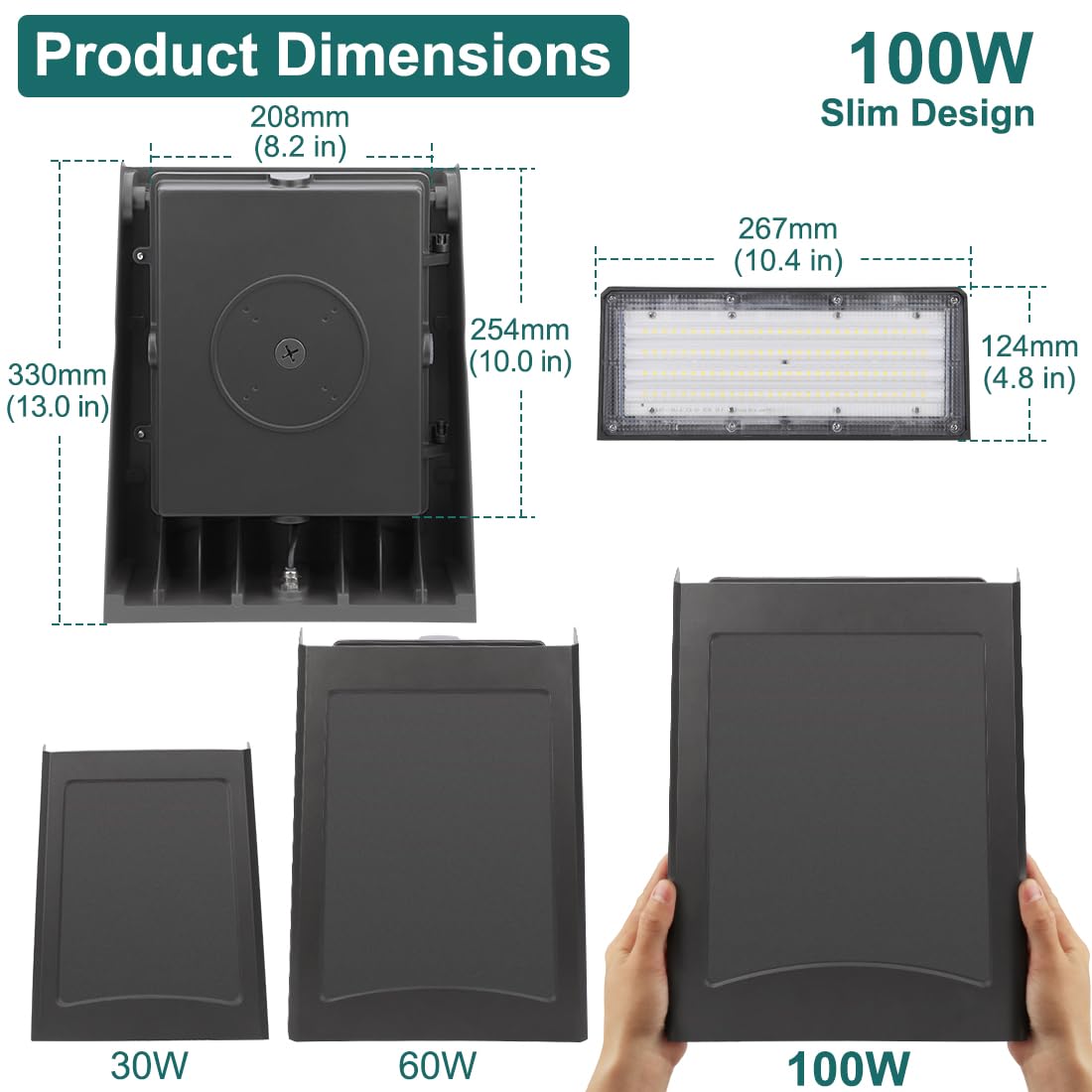 kadision 100W LED Wall Pack Light with Dusk-to-Dawn Photocell, 0-90° Adjustable Full Cutoff Outdoor Wall Light for House Yard Garage, 13000lm 5000K