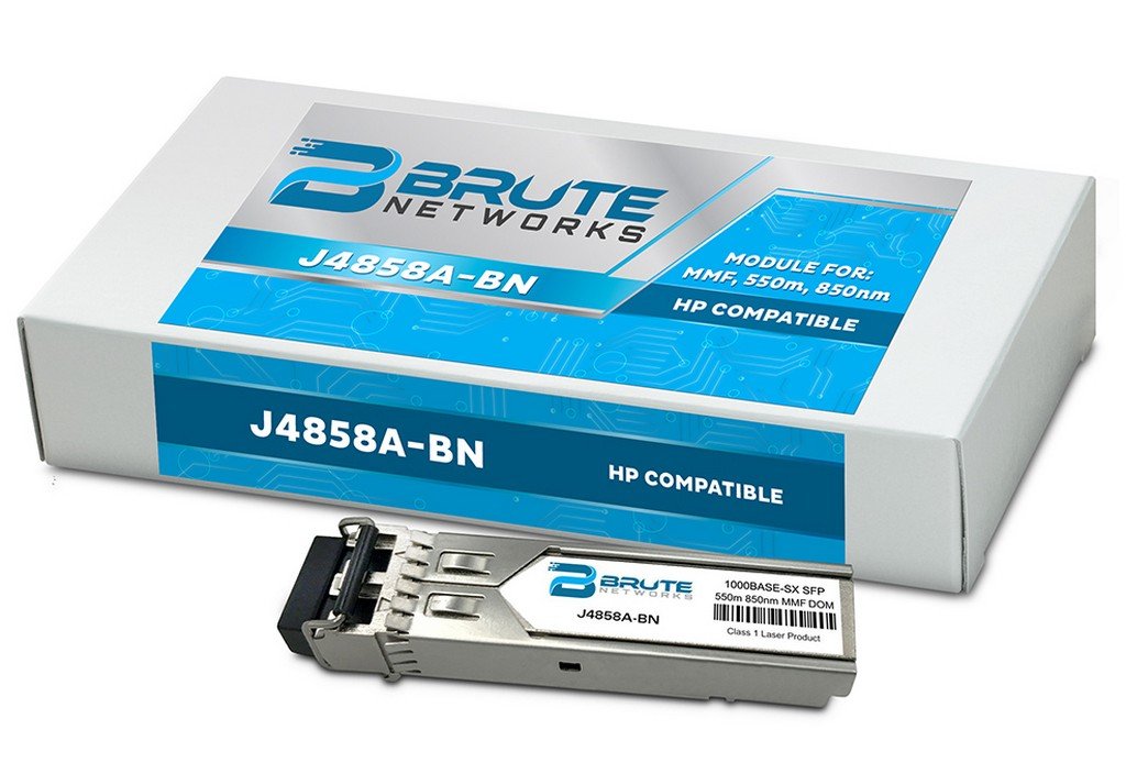 Brute Networks J4858A-BN - 1000BASE-SX 550m MMF 850nm SFP Transceiver (Compatible with OEM PN# J4858A)