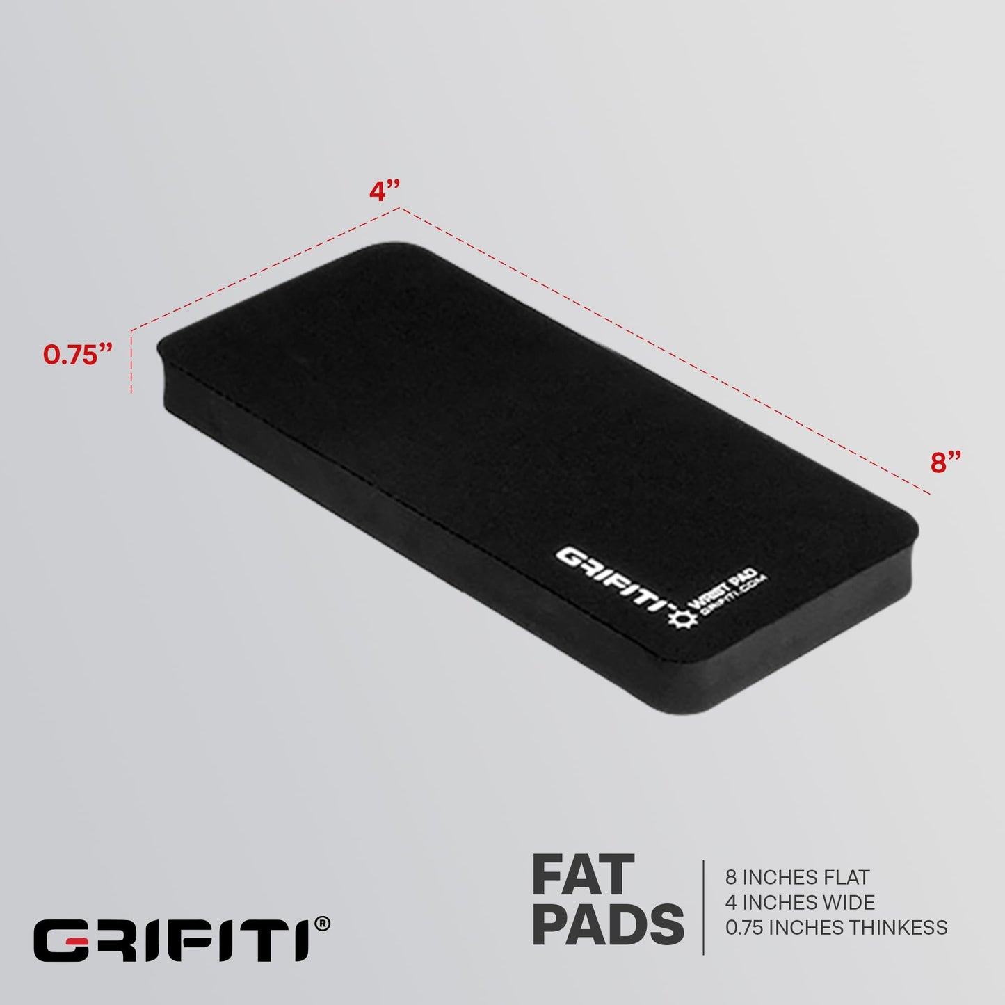 GRIFITI Fat Wrist Pad 8" x 4" x 0.75" inches Mouse Rest Ergonomic Hand Palm Pads Support for Keypads, Numberpads, Trackpads, Trackball Mousepads