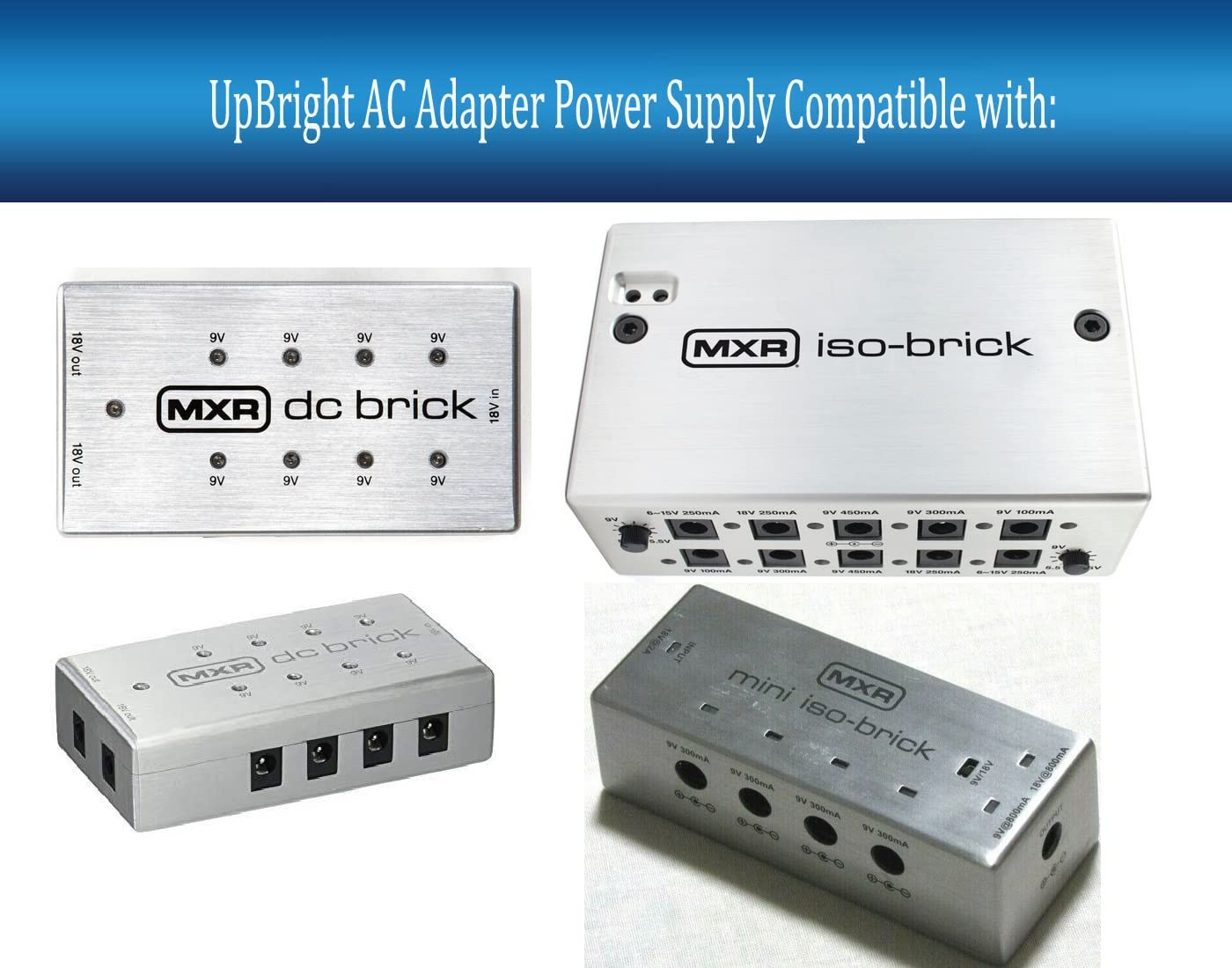 UpBright 18V AC/DC Adapter Compatible with MXR M237 M238 M239 M 237 238 239 Mini Iso-Brick MXRM237 MXRM238 Dunlop DC Brick Multi DCB-10 DCB10 Guitar…