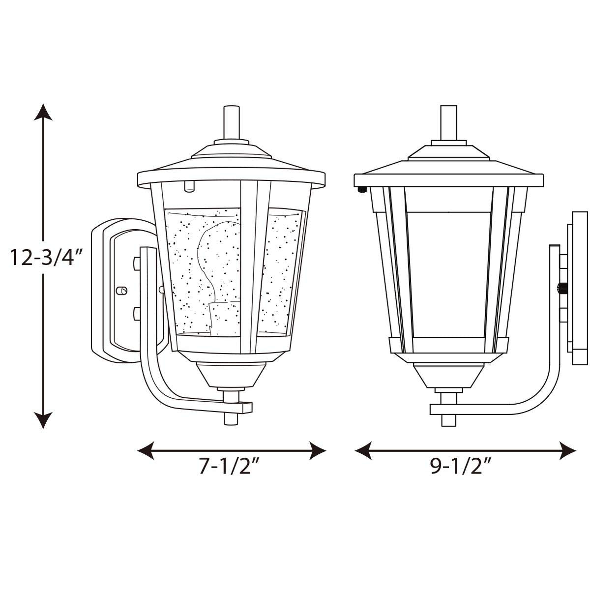 Progress Lighting East Haven Collection 1-Light Clear Seeded Glass Transitional Outdoor Small Wall Lantern Light Textured Black