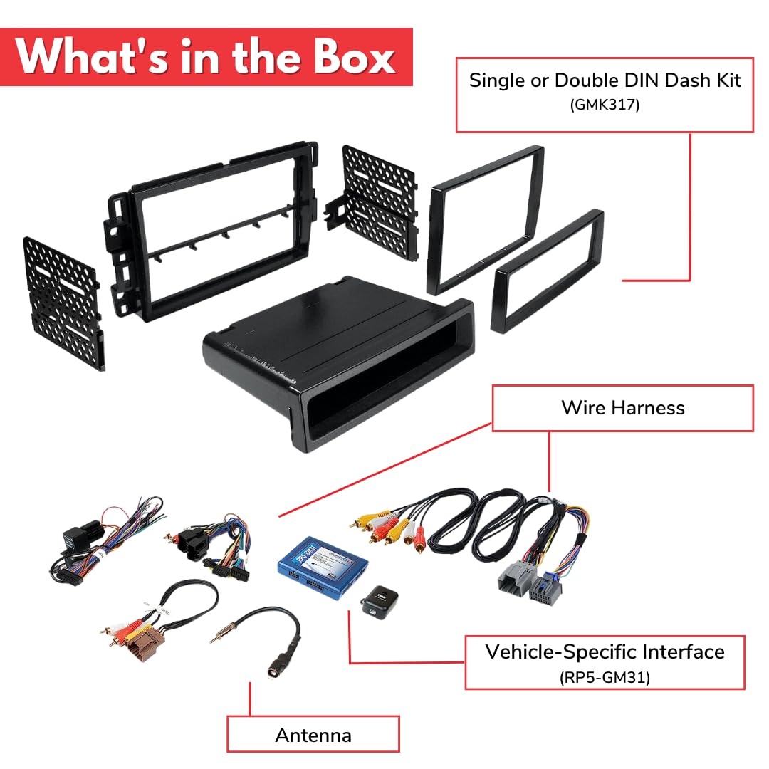 American International Chevy Silverado/Tahoe/Suburban/Yukon & GMC Sierra (2007-2013) Double DIN or Single ISO w/Pocket Radio Dash Kit, Retains SWC