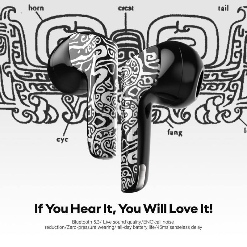 ICESOMNUS 2025 Newly True Wireless Sabbat M200 Bluetooth 5.4 Headphones Heavy Bass Noise Cancellation High Sound Quality Stereo Earbuds(Coat of Arms)
