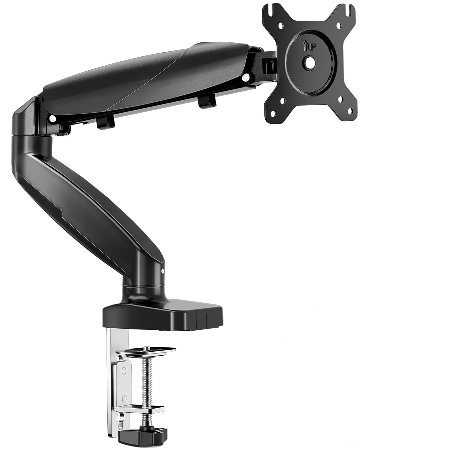 GlasFlength Single Monitor Arm for Desk Mount, Portable Computer Monitor Mount, Fully Adjustable Monitor Stand Fits 15-27 Inch Monitors, Weight