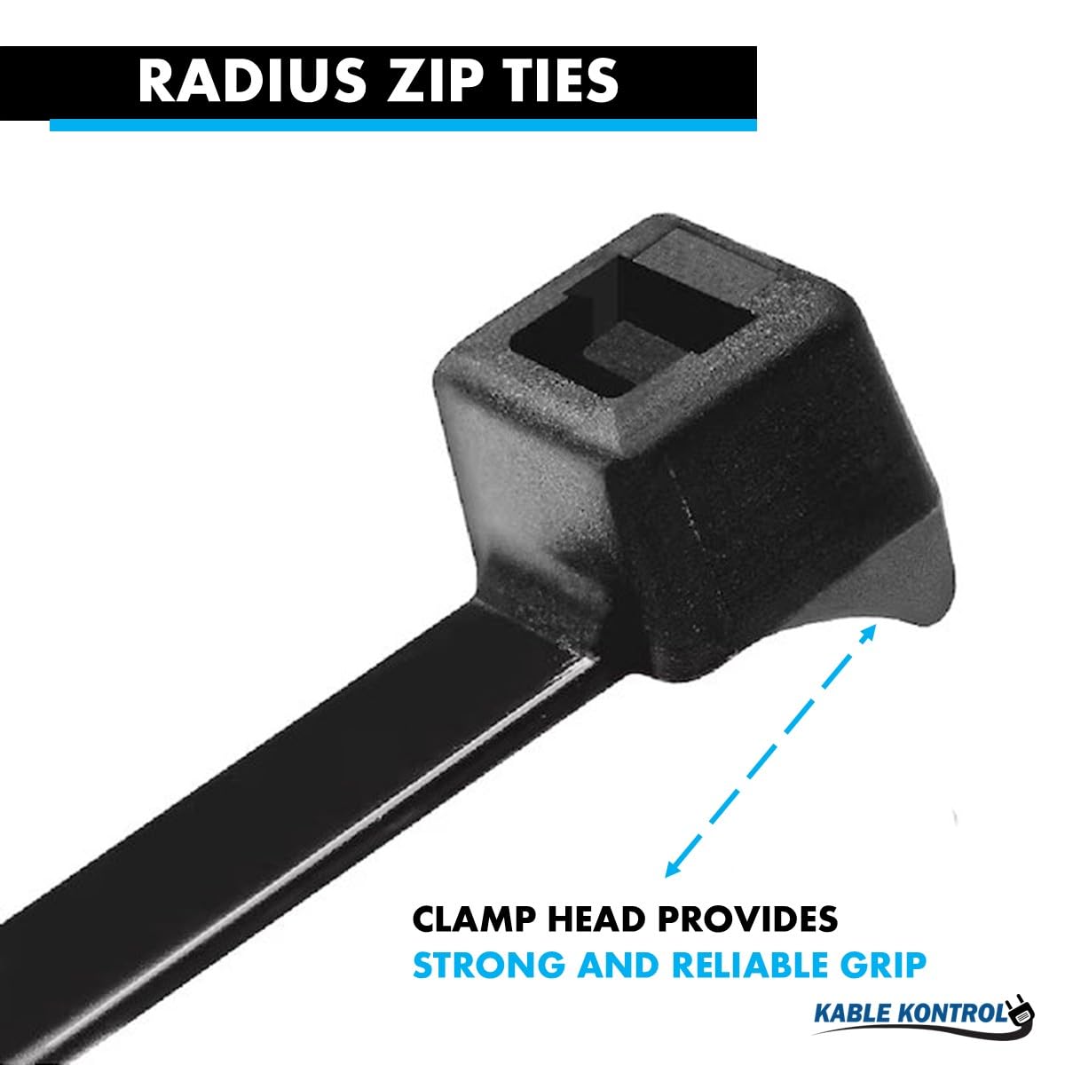 Kable Kontrol Radius Clamp Head Fuel Hose Cable Ties, 4 Inch 100 Pcs, 18 Lbs Tensile Strength, Nylon UV & Chemical Resistant Hose Clamp Zip Ties