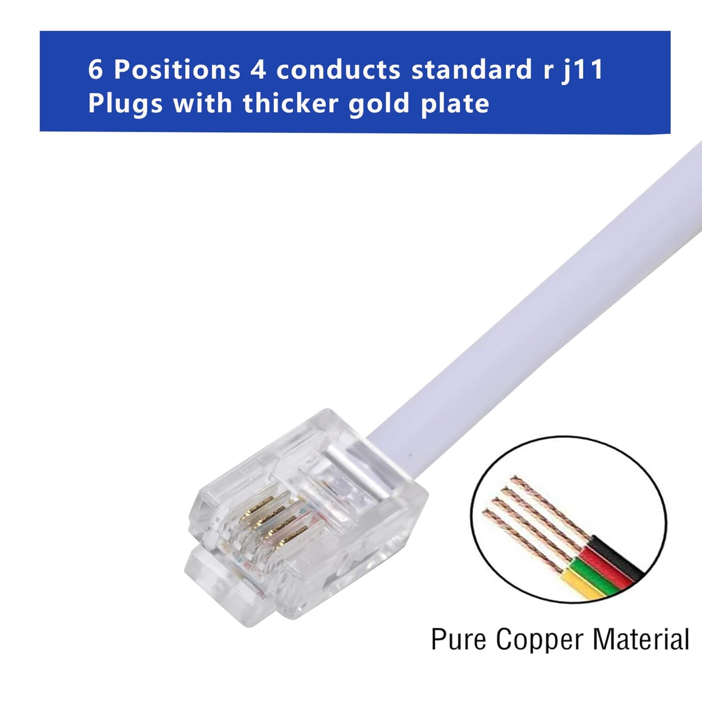 Yumiwoow Phone Line Splitter,Telephone Splitter,with RJ11 6P4C Plugs,Suitable for Telephone,Fax Machine (White /12 Pack)