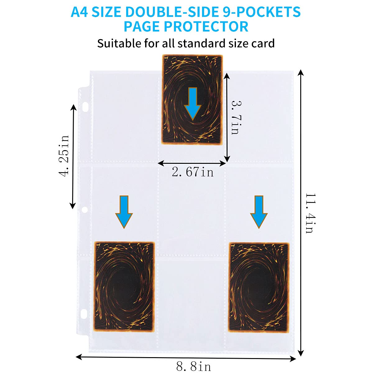 Trading Card Sleeves, JIQEZNL 1440 Pockets Premium Double Side Baseball Card Sleeves Pages for 3 Ring Binder, 9 Pocket Card Sheets Protectors