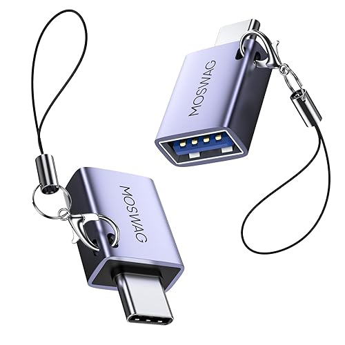 MOSWAG 2 Pack USB C to USB Female Adapter, USB 3.0 to Thunderbolt 3 OTG Adapter Compatible with iPhone 16 15 Max,MacBook Pro Air,Mac,iPad,Microsoft…