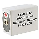 Exell 411A Alkaline 15V Battery Replaces NEDA 208, 10F20, BLR121, 411A ANSI 208 BA 331/U Burgess K10 Burgess U10 Eveready 10F20 Eveready B121…