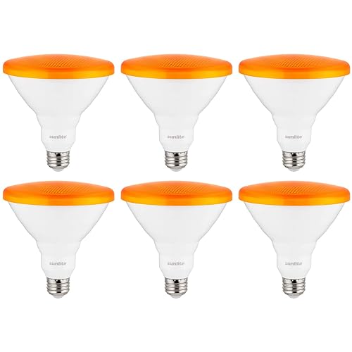 SUNLITE 41433-SU LED Orange PAR38 Spot Bulb 12 Watts, Medium (E26) Base, 35° Flood Beam, Decorative, Holiday Lighting, Turtle + Wildlife Friendly, ETL